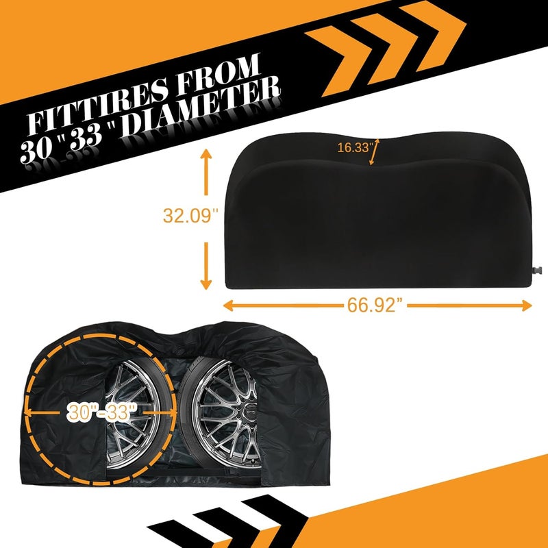 Jusen RV Tire Covers, Dual Axle Wheel Cover (2 Pack) Fits 30"-33" Diameter Tires,Waterproof Anti-UV 420D Oxford Black Dual Tire Covers RV Accessories for Truck/Trailer - Image 3